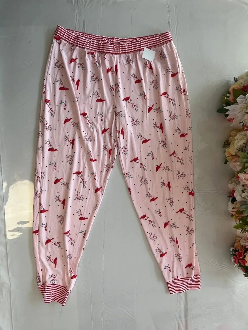 Title: NEW Cuddl Duds 2 Pc Pajama Set Cardinal Print Pink